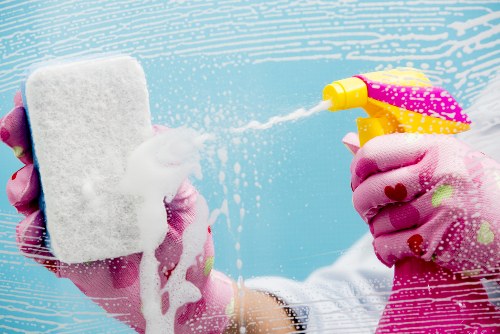 Domestic cleaners working in a Bromley property kitchen and living area